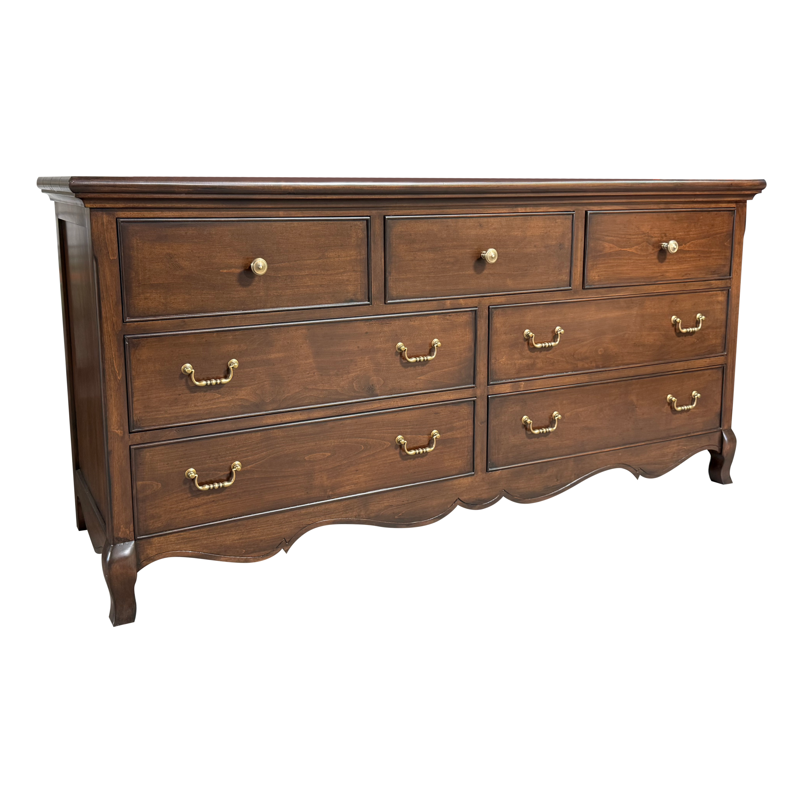 Chateau seven drawer dresser solid wood bedroom storage angled view