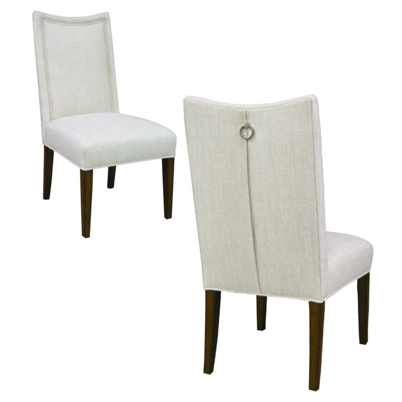 Custom Upholstered Side Chair with Pleated Back + Ring Pull