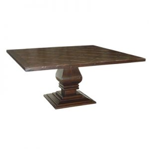 Custom Country English Square Pedestal Table with Woven Parquet Top