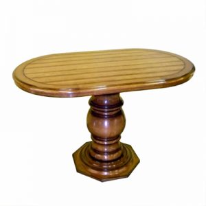 Custom Oval Pedestal Table with Plank Top