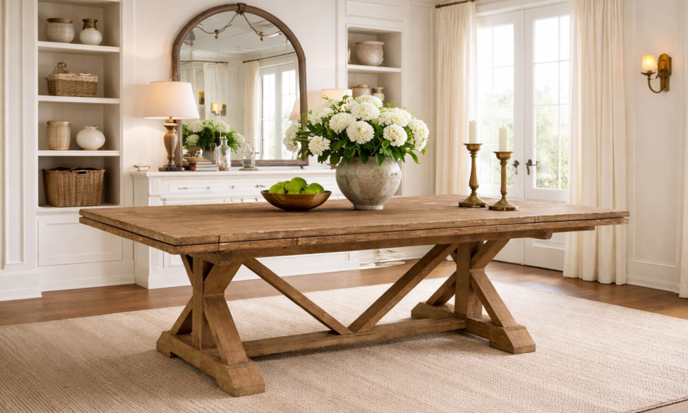 Custom solid wood dining table handcrafted in the USA