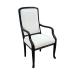 Reed arm dining chair carved wood frame upholstered seat