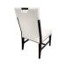 La Cumbre custom upholstered side dining chair with dark wood frame, rear view