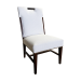 La Cumbre custom upholstered side dining chair with dark wood frame and nailhead trim
