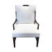 La Cumbre custom upholstered arm dining chair with nailhead trim, front view