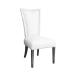 Custom upholstered side dining chair with flared back, nailhead trim, and wood legs