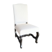 Luna custom upholstered side dining chair with carved wood frame
